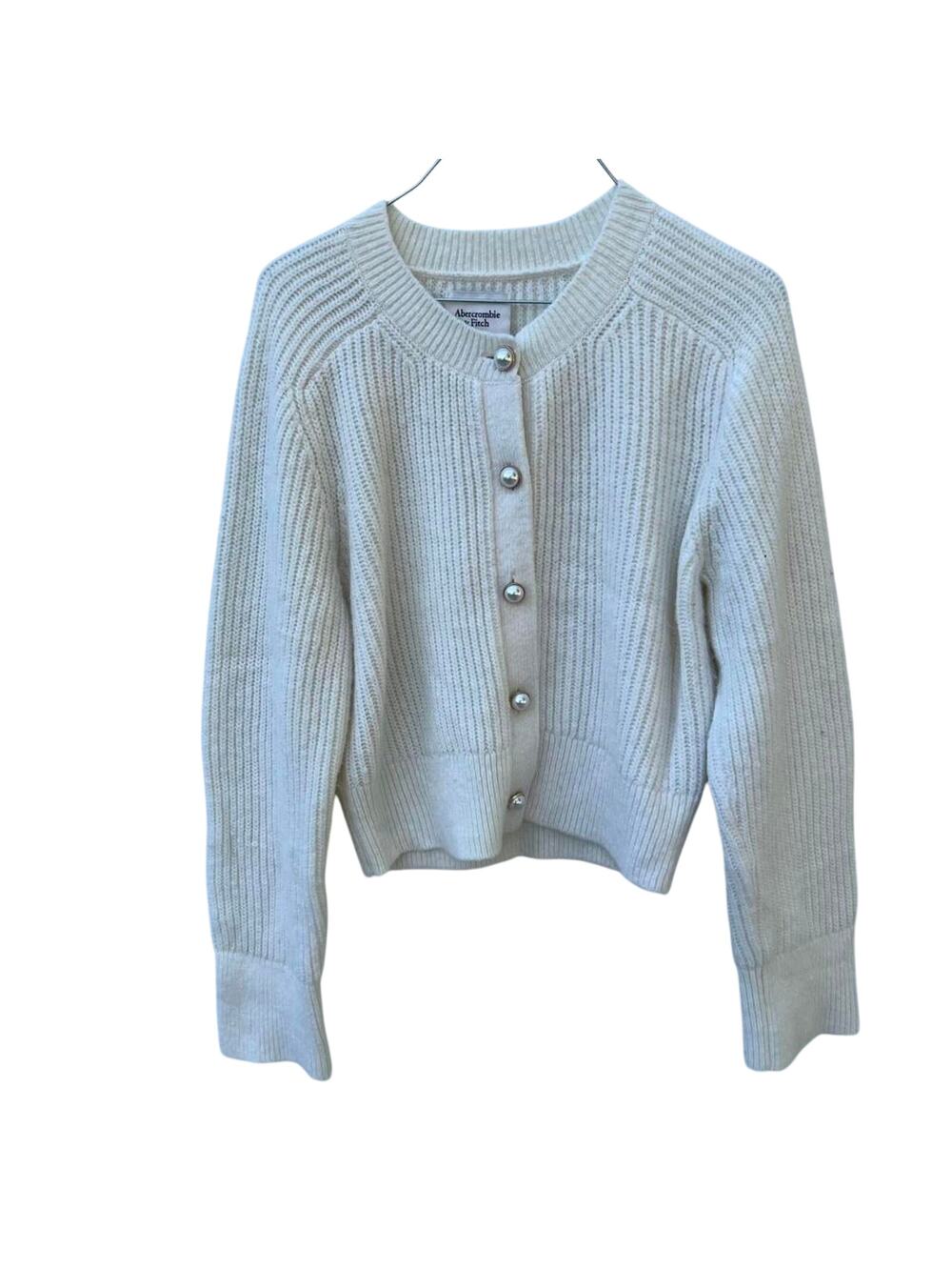Abercrombie & Fitch white cardigan sweater women’s  Size medium pearl Buttons